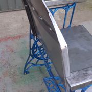 Electric blue metal armchair