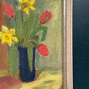 Swedish Oil on Panel “Spring Bouquet” by K Lundquist, Vintage & Framed 40×48cm