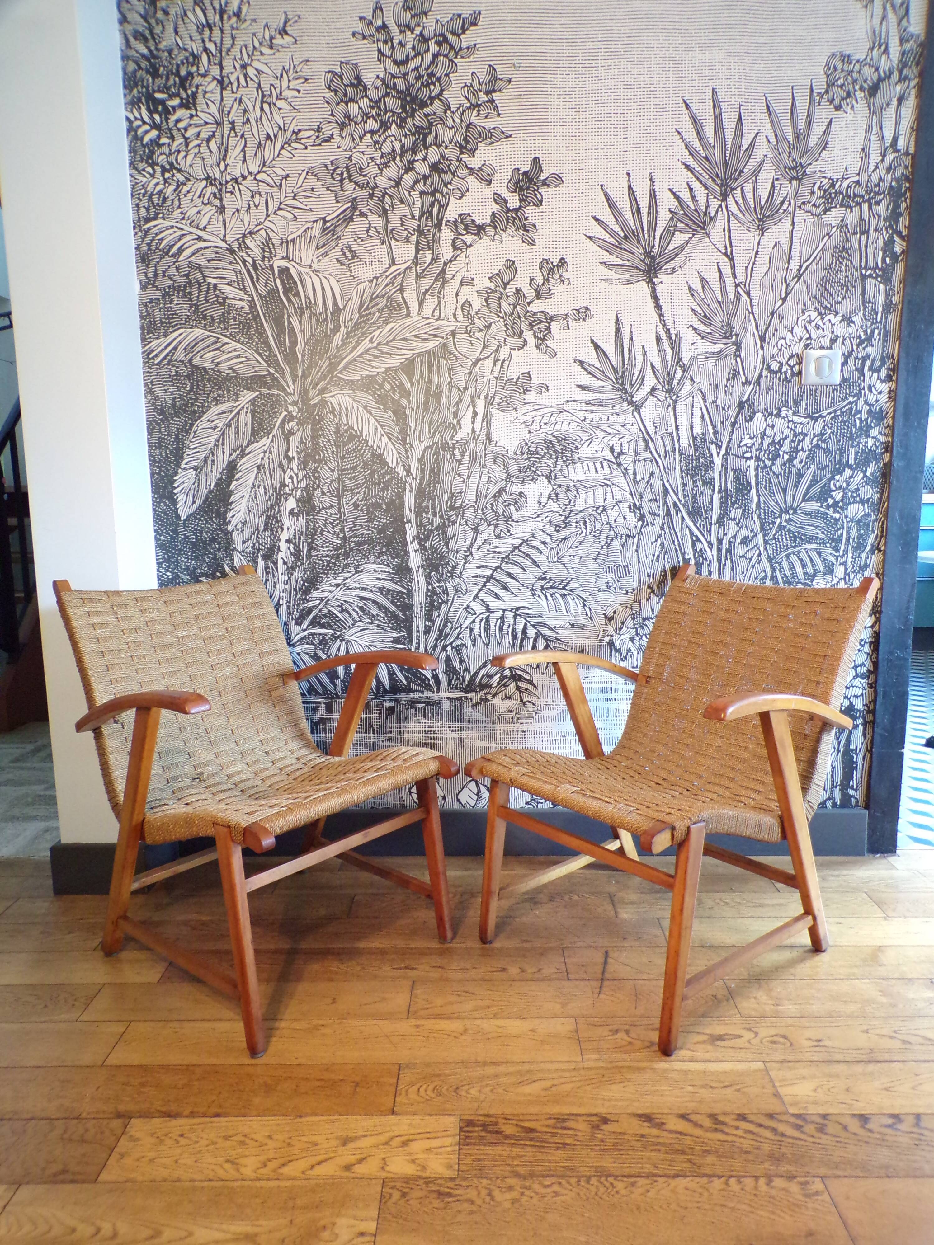 Pair of rope armchairs by Bas Van Pelt