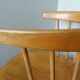 Fauteuil en bois, pieds compas, style scandinave, Baumann ou Thonet