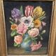 Old painting still life with flowers – oil on canvas – gilded frame