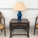 Side table in iron wood and marble from China Circa 1900