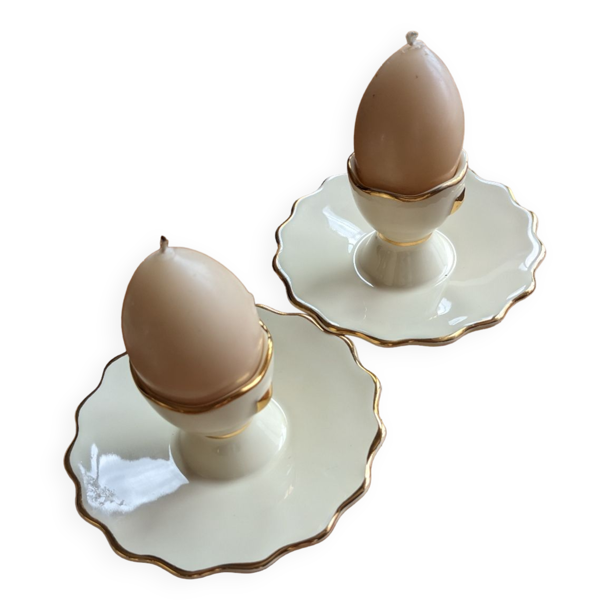 Lot two eggcups ceramic artichoke