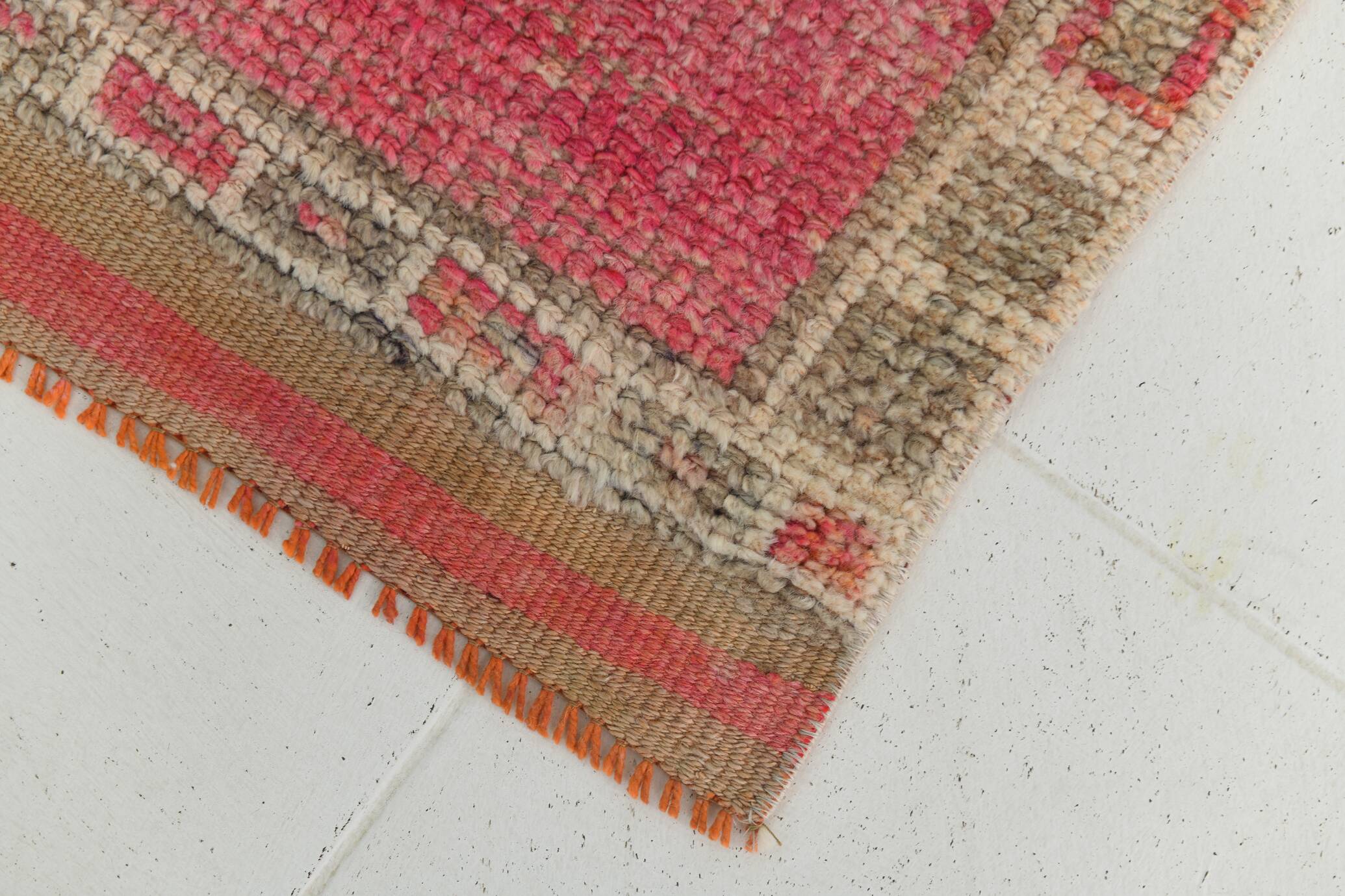 3x10 Faded Pink Handmade Orientel Runner, Decorative Hall Rug, 92x307Cm