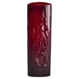 Swedish Red Devil Triangular Glass Vase by Christer Sjögren for Lindshammar