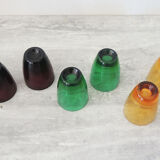 6 ancient multicolored digestive glasses