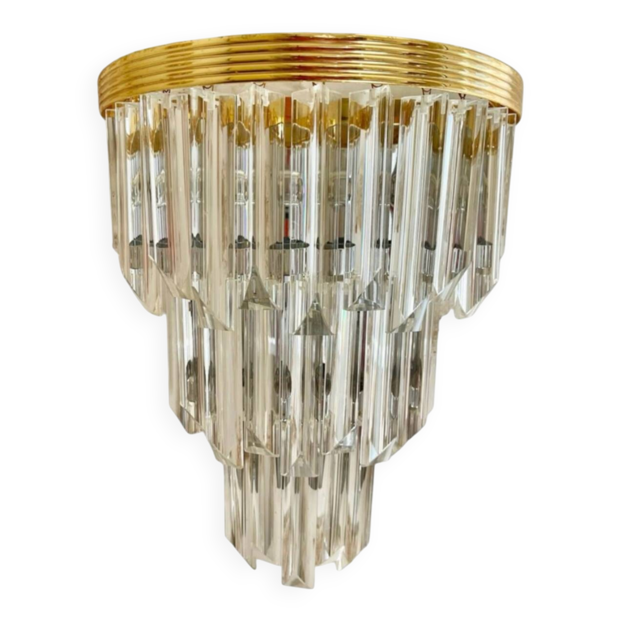 Venini wall lamp in glass with gold and chrome structure, Italy 1980