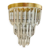 Venini wall lamp in glass with gold and chrome structure, Italy 1980