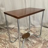 Art Deco pedestal table wood and chrome
