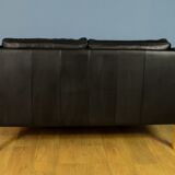 Danish black leather 2 seat sofa