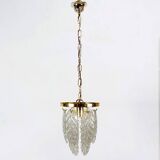 Italian Brass and Murano Glass Ceiling Lamp, 1970s