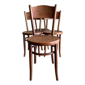 Set de 4 chaises bistrot Fischel en bois courbé chapeau de gendarme 1920