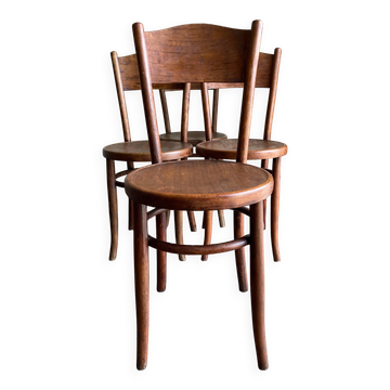 Set of 4 Fischel bistro chairs in bent wood gendarme hat 1920