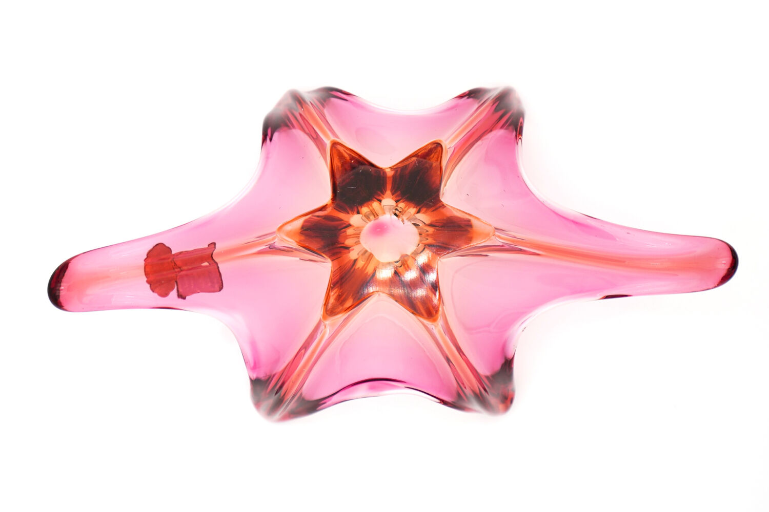 "Starfish" bowl by Murano – Fuchsia Pink & Amber – Circa 1960