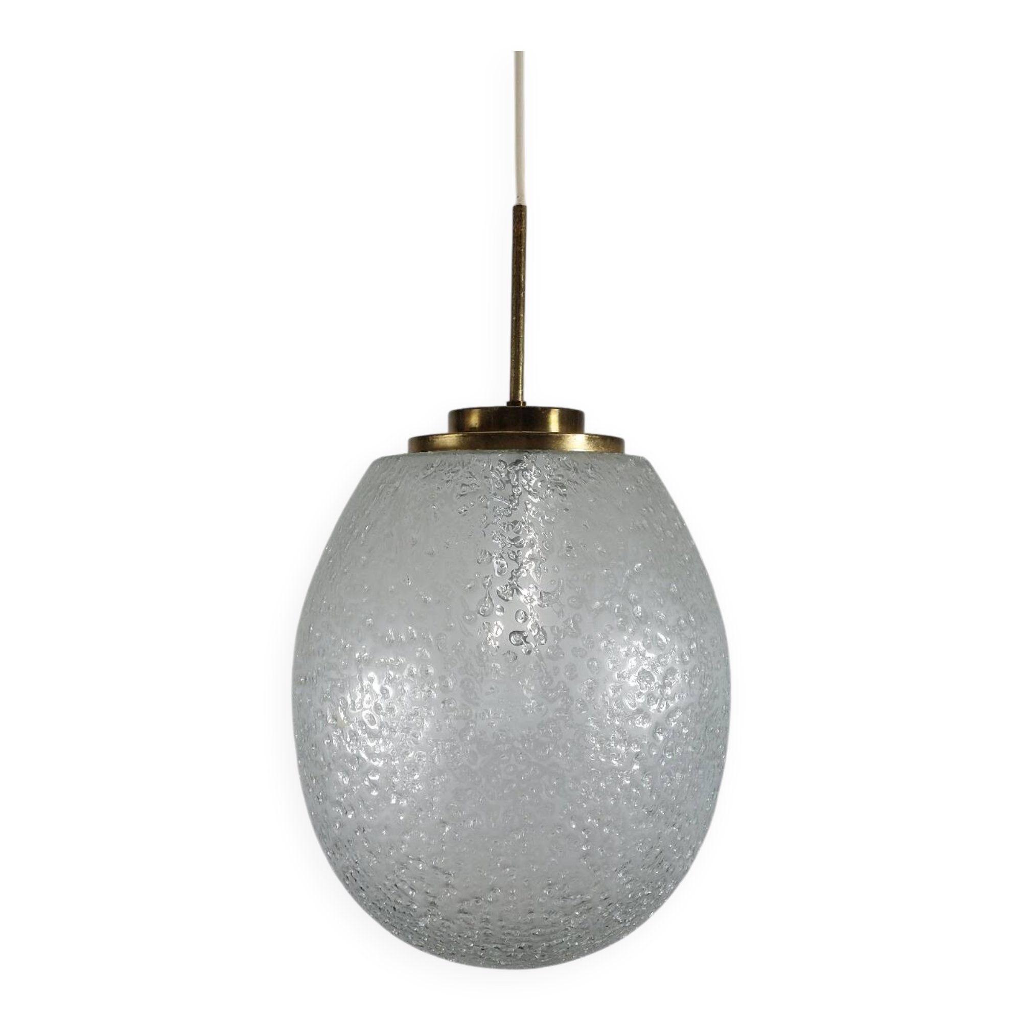 Vintage brass and frosted glass suspension, mid-century style, Doria Germany.
