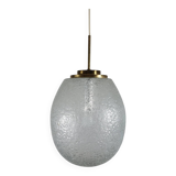 Vintage brass and frosted glass suspension, mid-century style, Doria Germany.