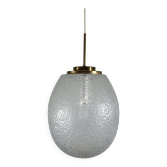 Vintage brass and frosted glass suspension, mid-century style, Doria Germany.