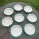 8 assiettes creuses en faïence blanche avec lisere vert Digoin et Sarreguemines