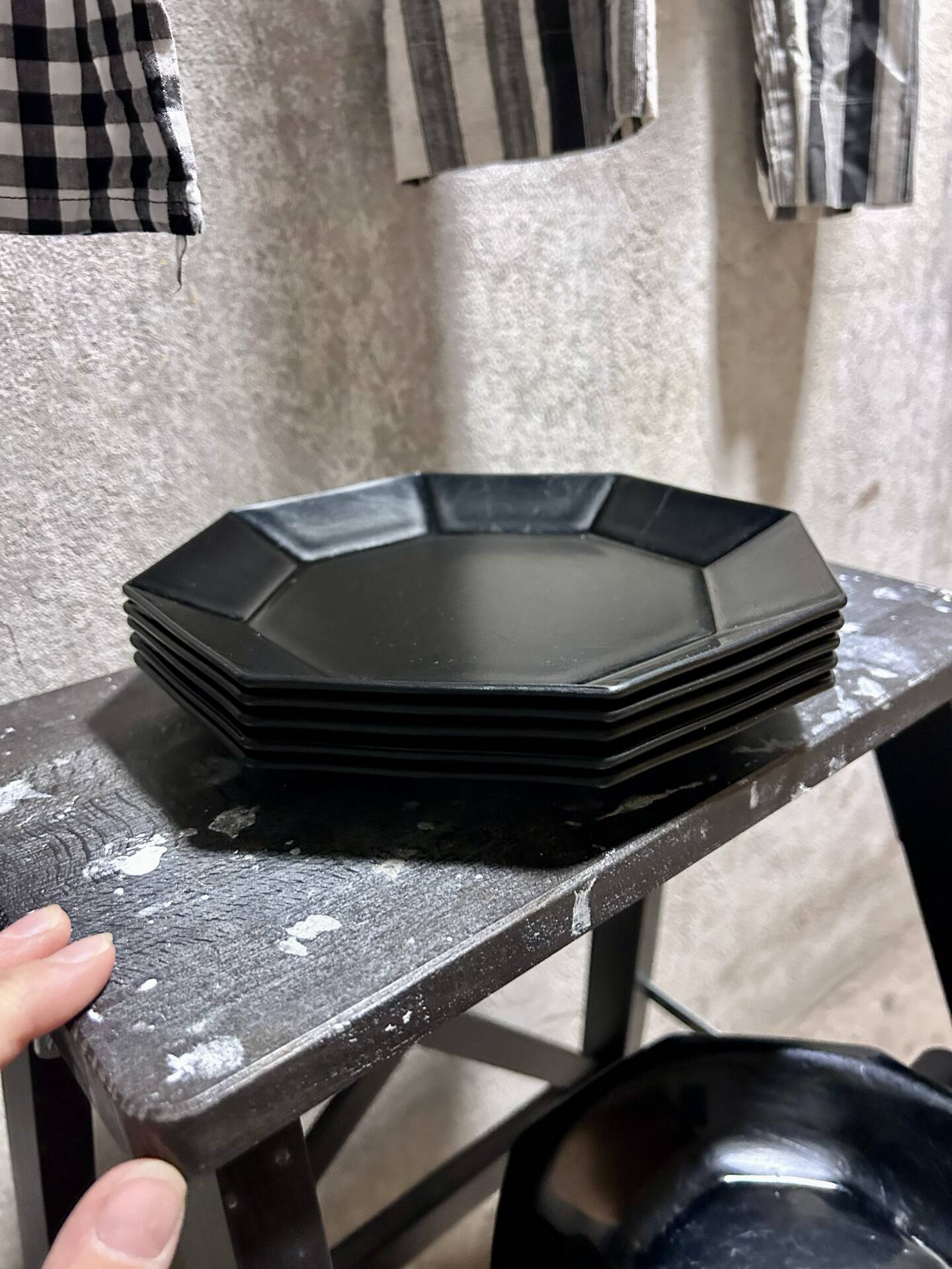 Vintage black Arcoroc plates