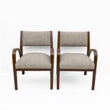 Art Deco Italian Fabric Two Armchairs and Small Sofa, 1930s