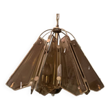 Smoked glass and metal chandelier