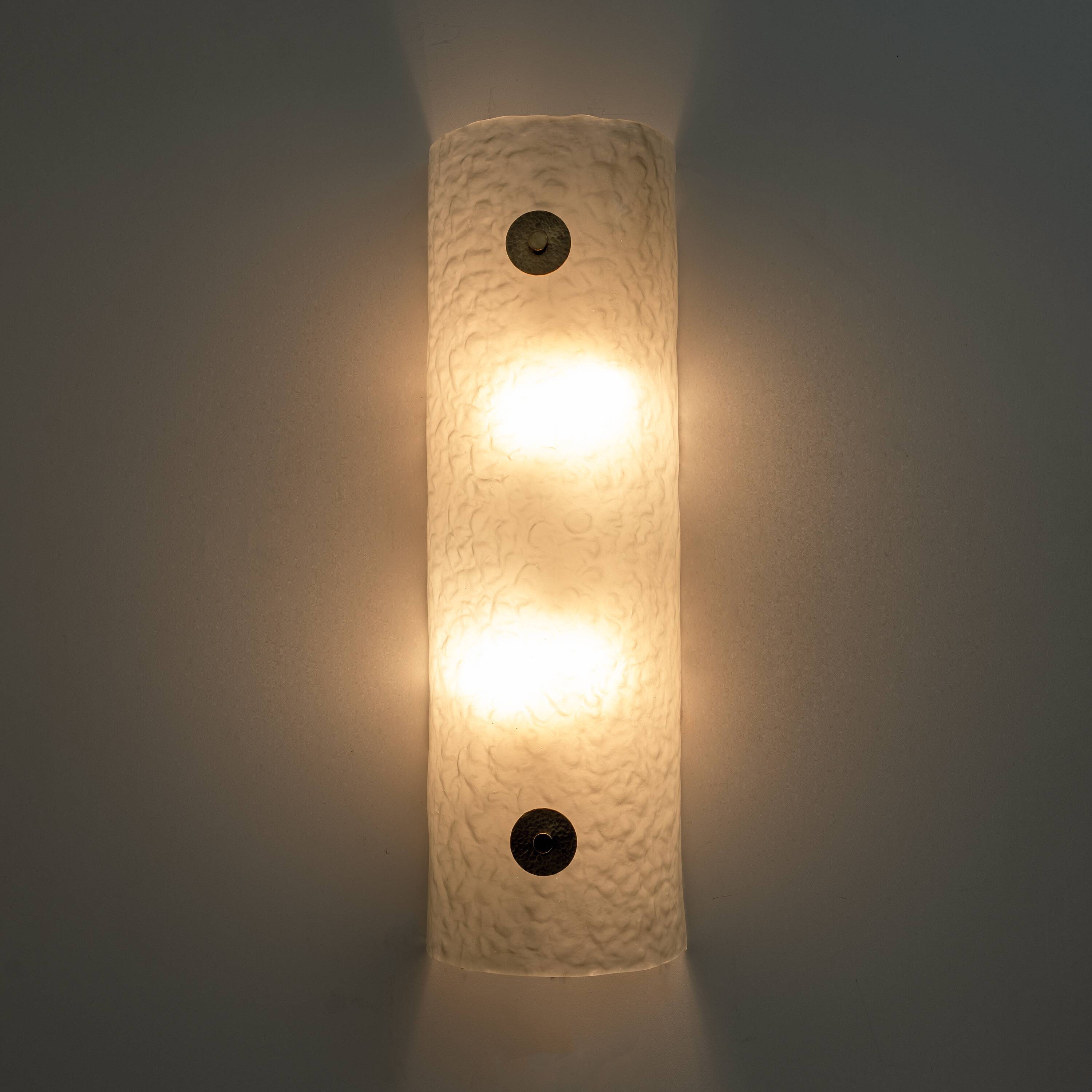 Pair of Modern Italian Murano Glass Green Water and Brass Wall Sconces