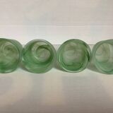 Four green glass paste candle holders