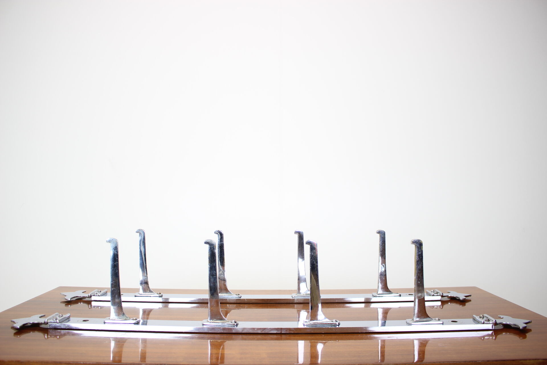 -chrome meat holders,1930s,czechoslovakia
