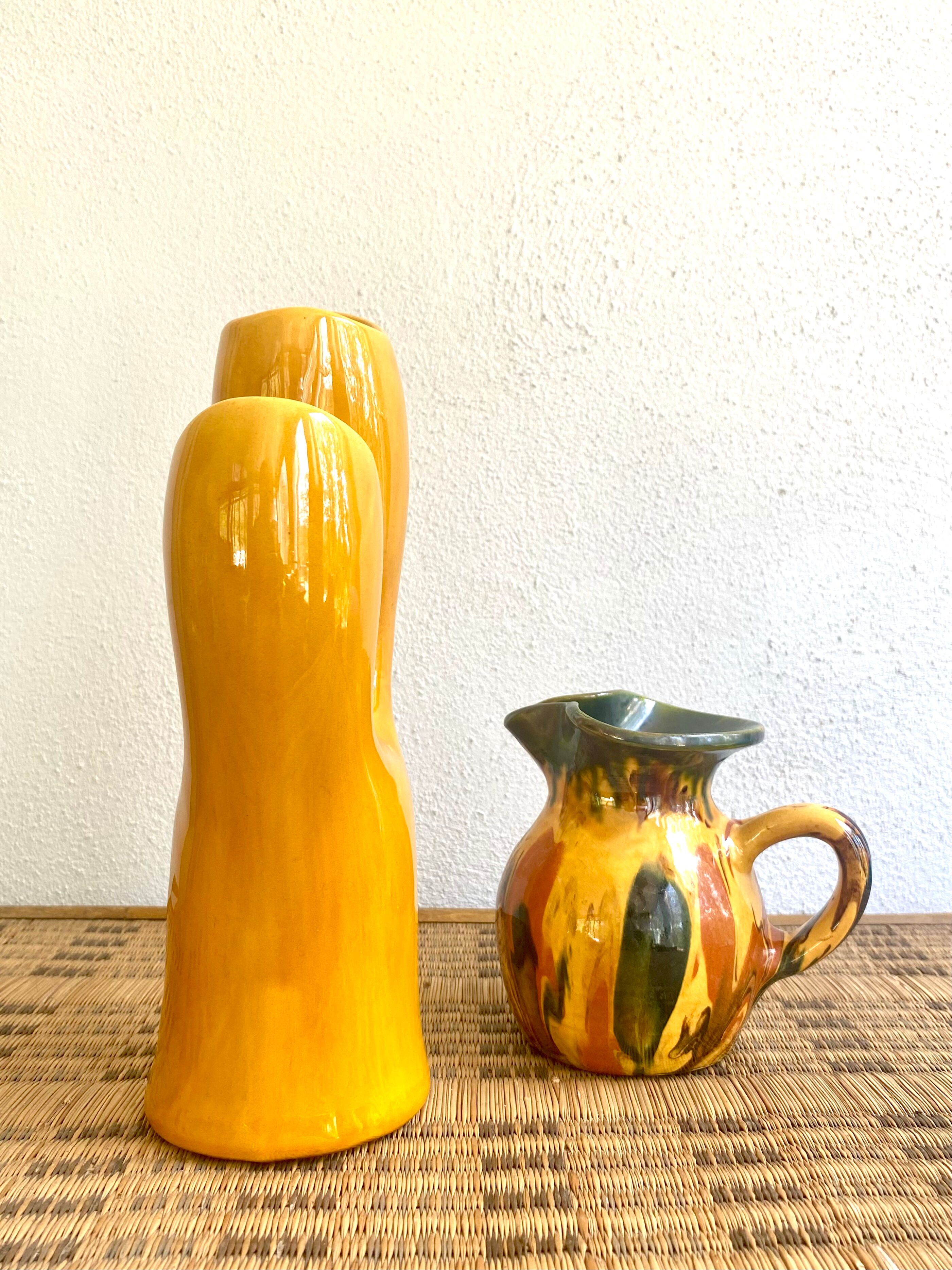 Glazed double ceramic vase