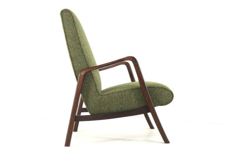 Knicos Armchair in Wengé with Green Upholstery | very rare dutch design
