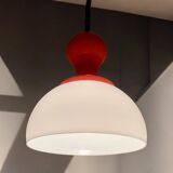 Vintage Pendant Light Made in Italy - Opaline Orange and White Glass, 1960s