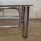 Table basse en chrome et verre fumé