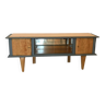 Sideboard from the 60s, Fine Clair blue tint and raw wood