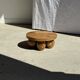 Mini minimalist stool with ball feet in teak H15 D35