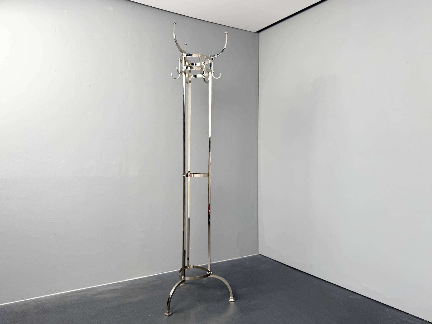 Nymphenburg coat stand in nickel-plated brass by Otto Blümel for ClassiCon, Germany, 1990s