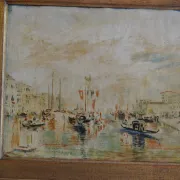 Venice "The Grand Canal" Old painting Oil on canvas