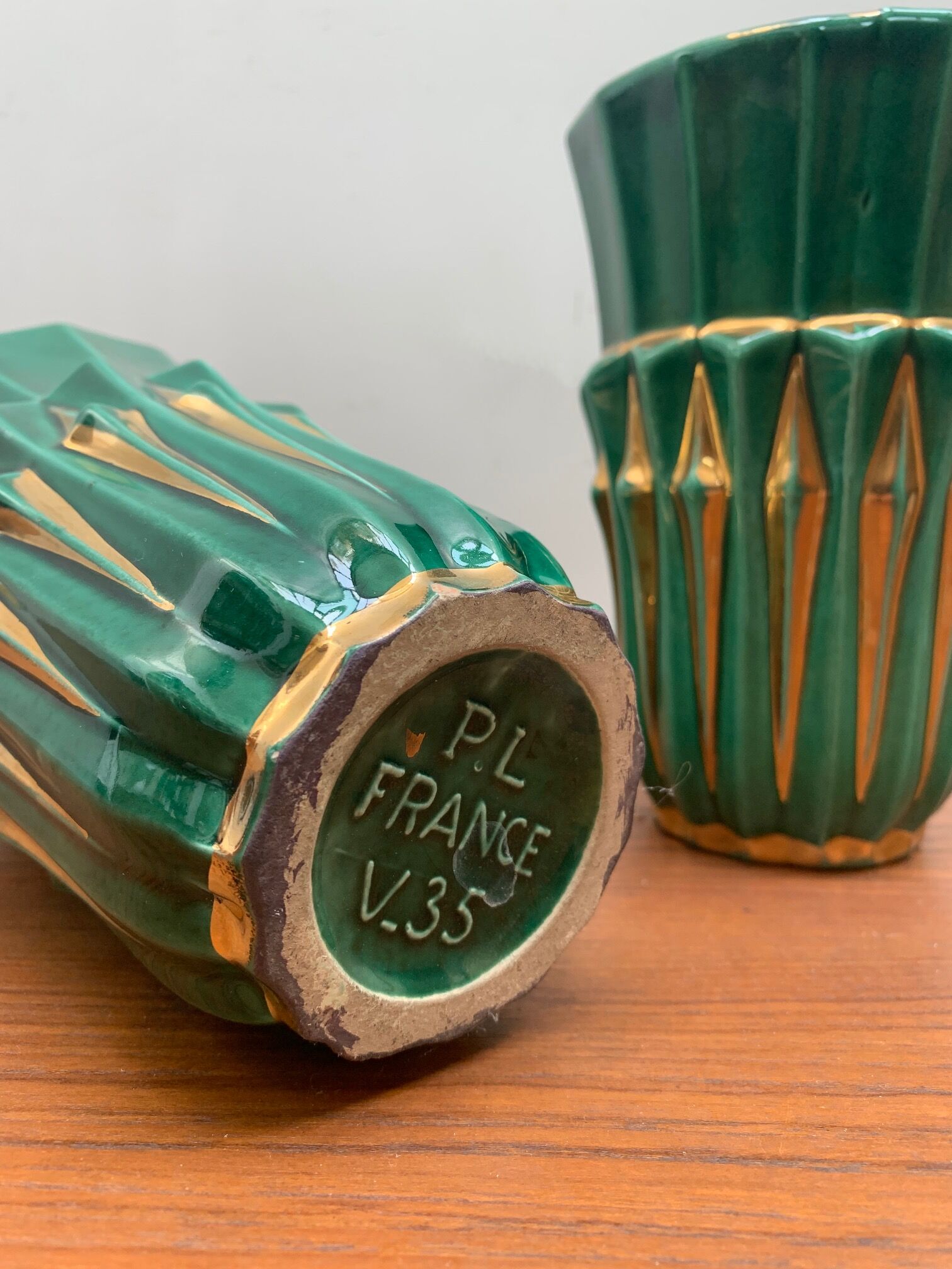 Pair of ceramic vases by PL France, 1960s