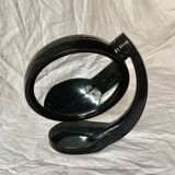 Small vintage black plastic swivel makeup mirror - Space Age Design - 1970s