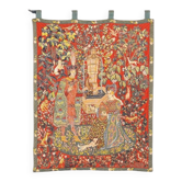 Medieval-style wall tapestry, courtly scene, 20th century
