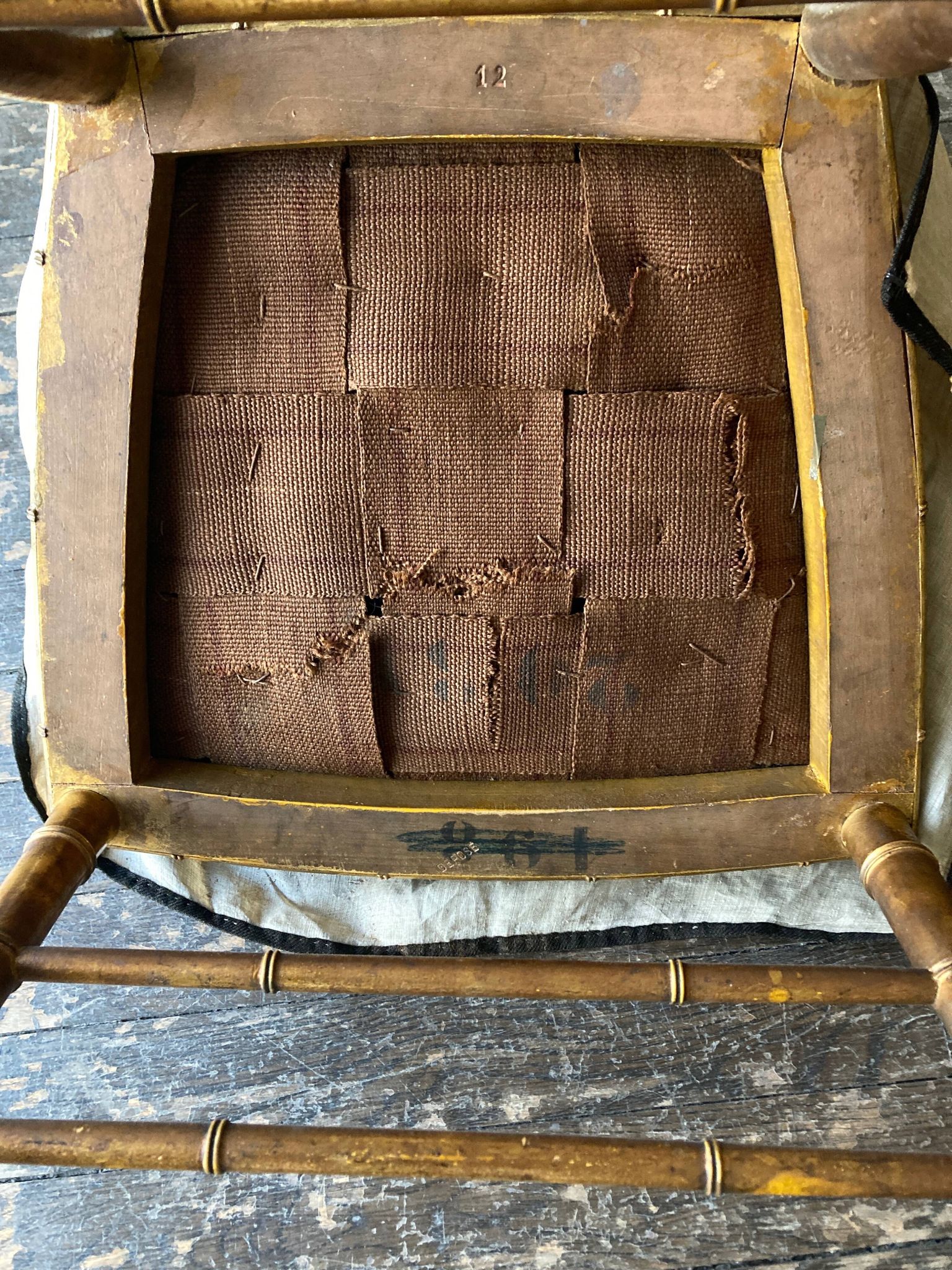 Chair in gilded wood and linen Napoleon III