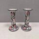 A set of painted ceramic candlesticks from Danish Fyrkat, 1970-80s.