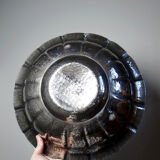 Large basin, bowl, Olri Italy vintage 1950s hammered silver.