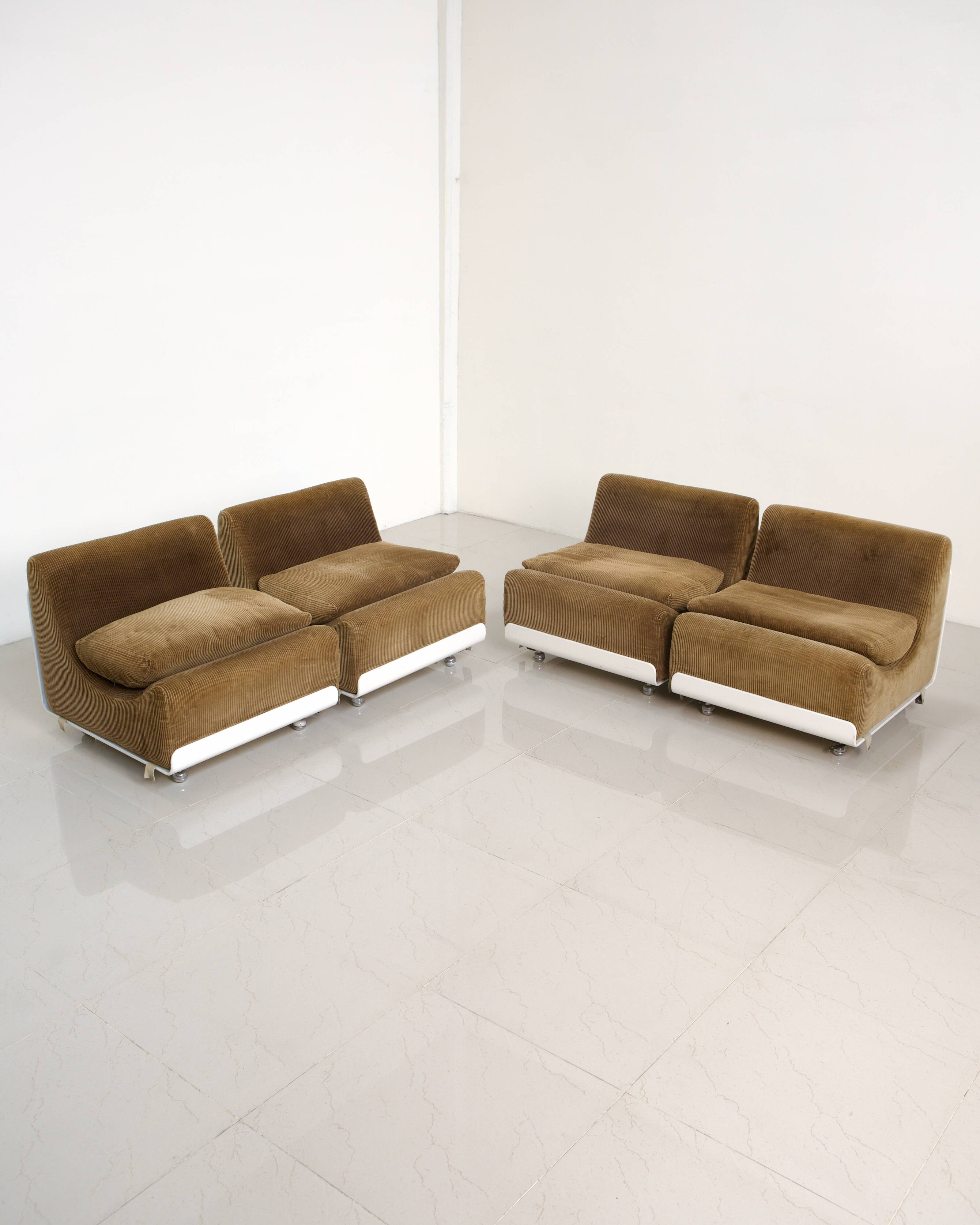 Set of 4 "Orbis" velvet armchairs by Luigi Colani for Colani