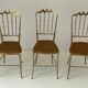 Set of 3 Chiavari chairs in brass with velvet seat and high back, 1950s, Italy.