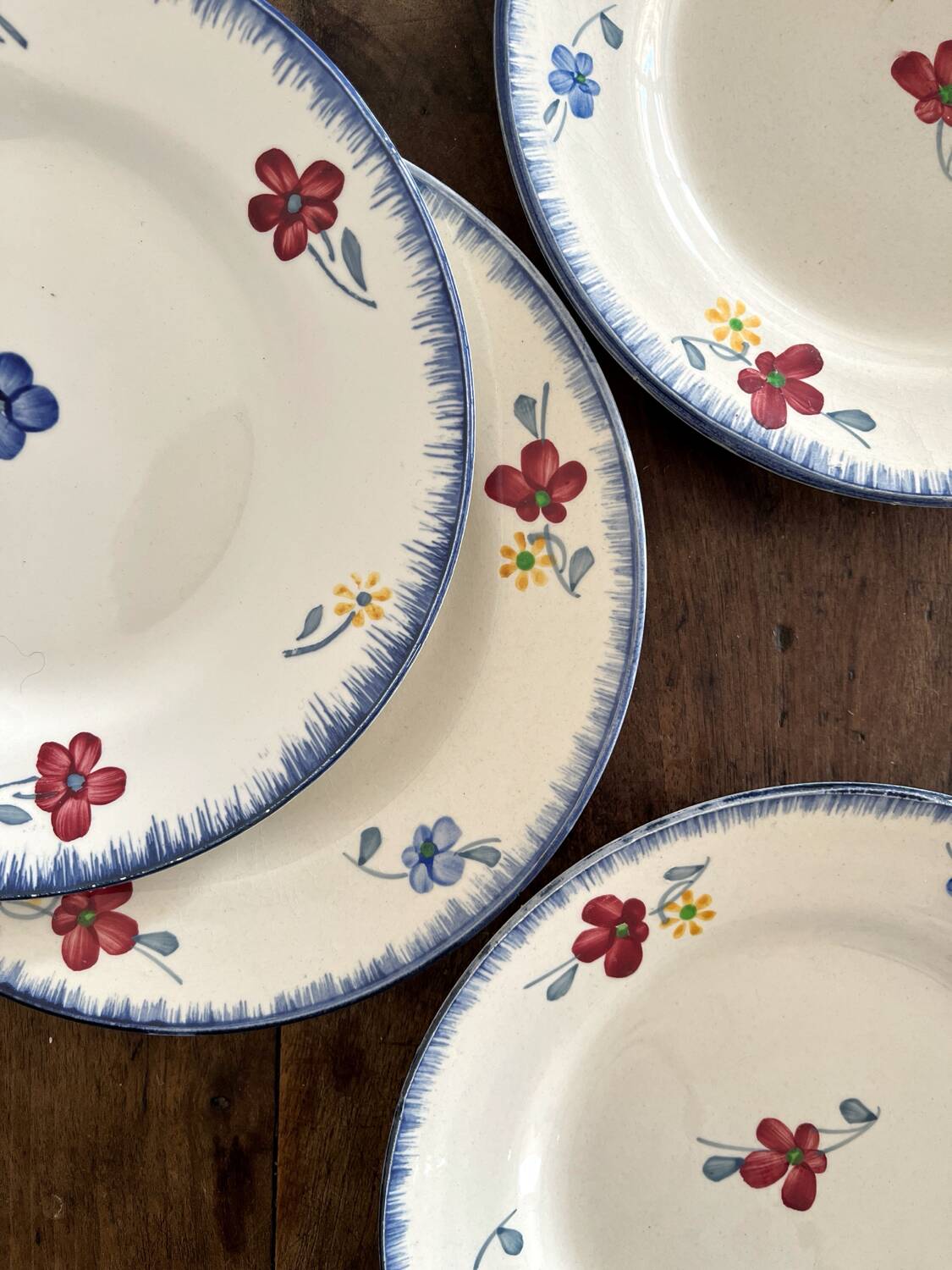 4 assiettes à dessert en faïence « Mary Lou » Digoin Sarreguemines