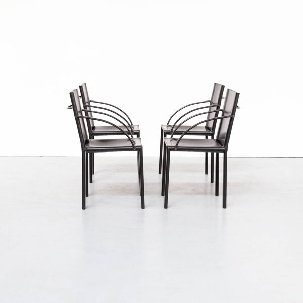 70s Carlo Bartoli Black Leather Dining, Fairmont Steel 6 Piece Dining Chairs Threshold