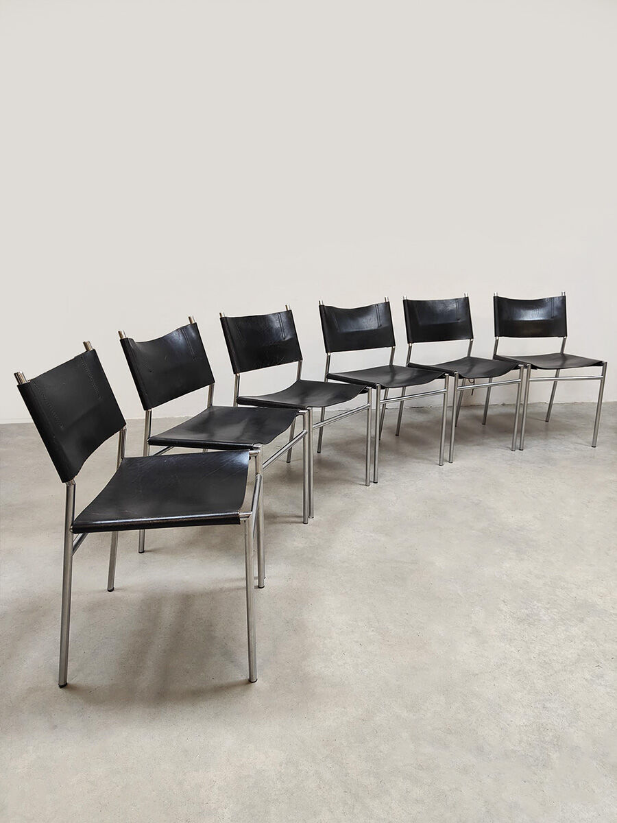 Vintage SE06 leather dining chairs Spectrum Martin Visser