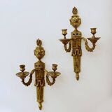 Pair of Mid-19th Century Napoleon III 2-Branch Gilt Bronze Candle Sconces