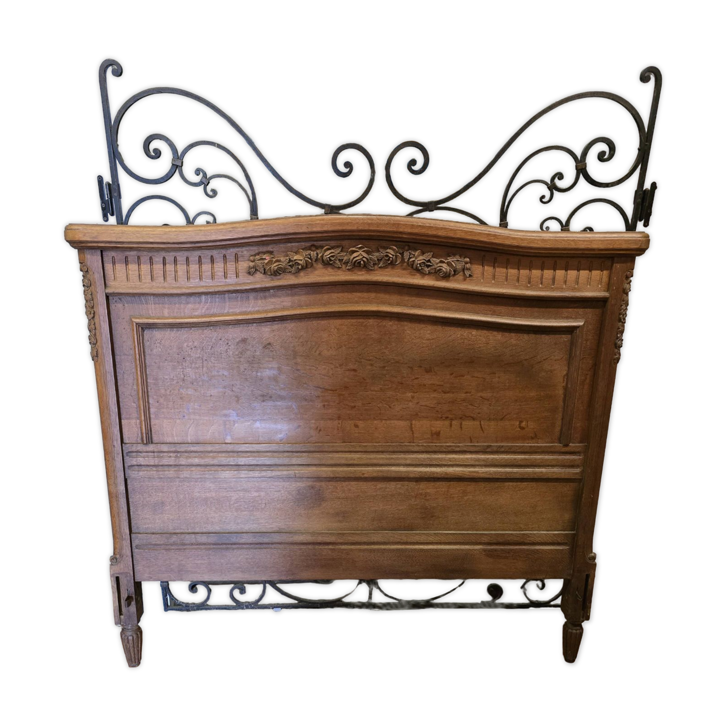 Old Louis XVI style oak headboard