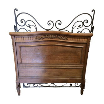 Old Louis XVI style oak headboard